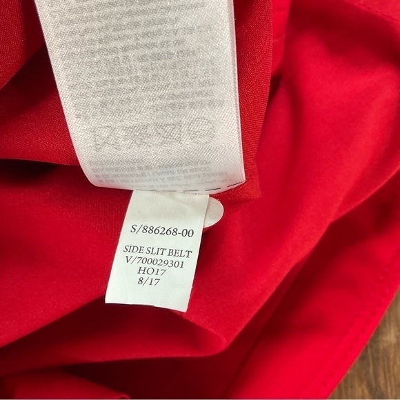 Banana Republic Skirt Red Side Slit Belted Midi Size 2 - Picture 12 of 13